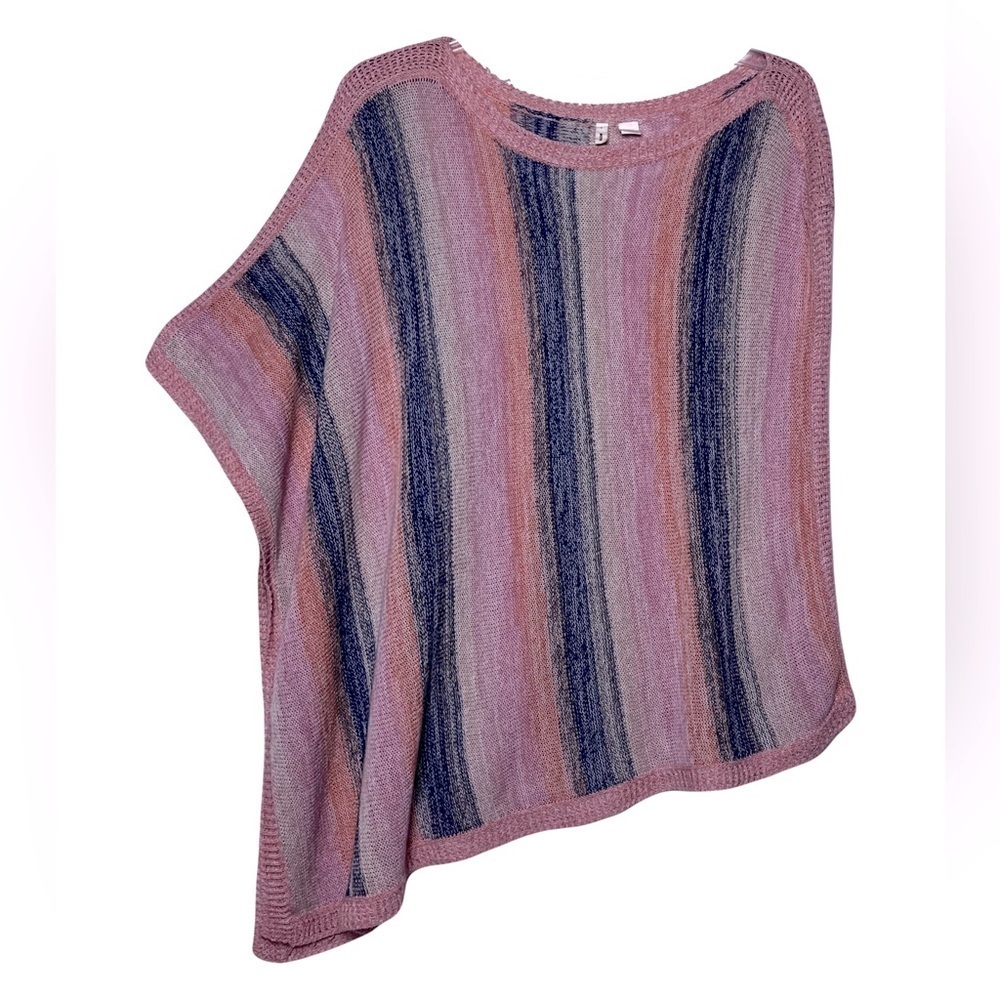 Anthropologie Moth | Multicolored Zola Striped Lightweight Knit Poncho, M/L